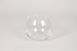 I0-000157 Clear glass ball vase D11cm H8,5cm