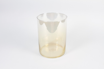 IH-000167 Vase cylindre en verre beige dor� D18cm H25cm