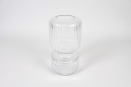 IH-000186 Vase en verre transparent D13.5cm H26cm