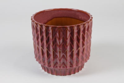 J6-000022 Cache-pot en c�ramique framboise D19.5cm H18cm