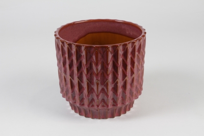 J6-000023 Cache-pot en c�ramique framboise D17.5cm H16cm