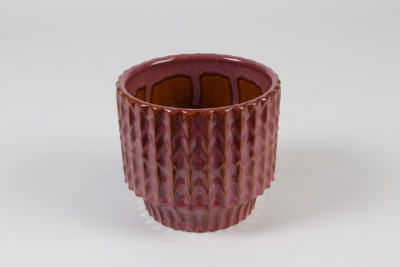 J6-000025 Cache-pot en c�ramique framboise D12.5cm H11cm