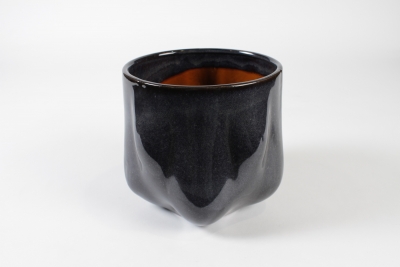 J6-000029 Dark blue ceramic planter D14.5cm H14cm