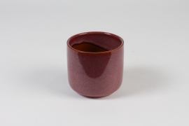 J6-000043 Cache-pot en c&eacute;ramique framboise D10.5cm H9.5cm