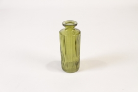 JO-000015 Olive green glass bottle vase D5cm H13.5cm