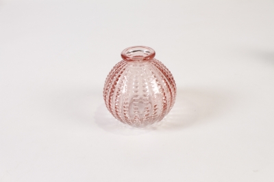 JO-000017 Vase bouteille en verre rose D8cm H8.5cm