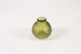 JO-000018 Olive green glass bottle vase D8cm H8.5cm