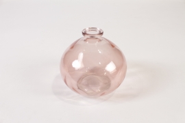 JO-000026 Pink glass vase D12cm H11cm