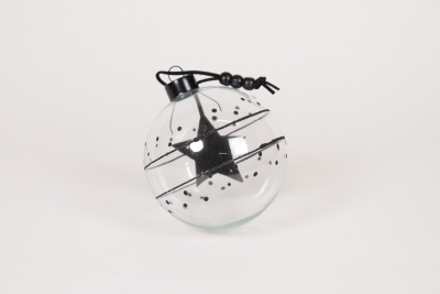 KI-000152 Boule en verre �toile noir � suspendre D10cm