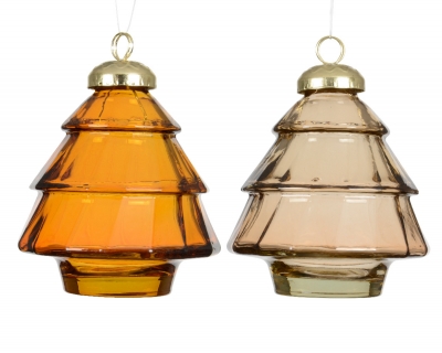 KI-000264 Sapin en verre assorti � suspendre D7,6cm H10cm