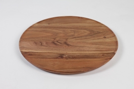 KI-000476 Assiette alimentaire en bois d'acacia D37cm H1.7cm