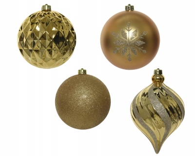 KI-000491 Boite de 6 boules plastique or brillant D15cm