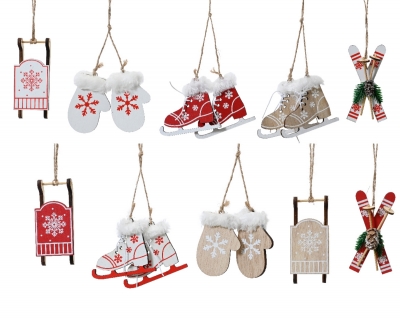 KI-000536 Assorted red and white wooden figurine H8cm�