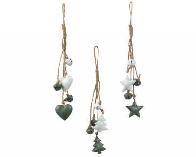 KI-000538 Suspension en fer vert fonc� assorti H27cm