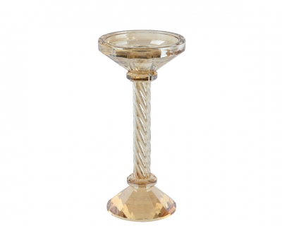 KI-000582 Bougeoir en verre or D10cm H20cm