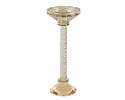 KI-000583 Bougeoir en verre or D10cm H25cm