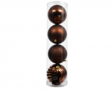 KI-000590 Box of 4 shiny chocolate plastic balls D14cm