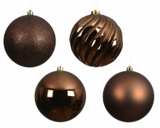 KI-000590 Box of 4 shiny chocolate plastic balls D14cm