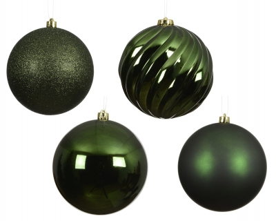 KI-000591 Boite de 4 boules en plastique vert pin D14cm
