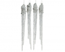 KI-000616 Paquet 4 stalactites en plastique pailleté H15cm