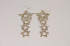 KI-000617 Pack of 2 gold glitter stars to hang H24cm