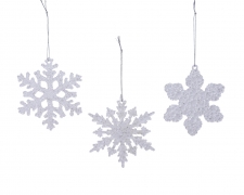 KI-000618 Assorted iridescent clear plastic snowflake D10cm
