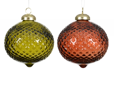 KI-000622 Vintage glass ball assorted D8.7cm H10cm