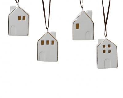 KI-000627 Maison en c�ramique blanc assorti H5,5cm