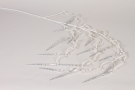 KI-000639 Branche blanche de stalactites argent H114cm