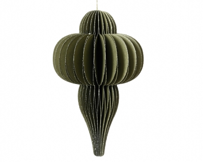KI-000644 Ornement en papier vert D24cm H40cm