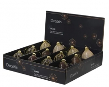 KI-000685 Box of 12 assorted brown glass balls D6,5cm H13,5cm