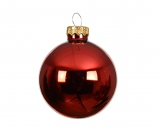 KI-000693 Box of 12 shiny red glass balls D10cm