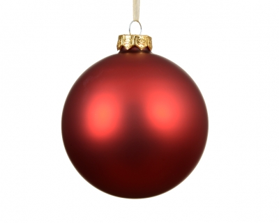 KI-000695 Box of 12 matte red glass balls D10cm