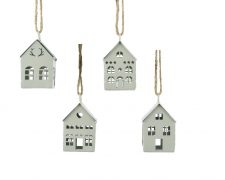 KI-000705 Assorted white metal house H9.5cm