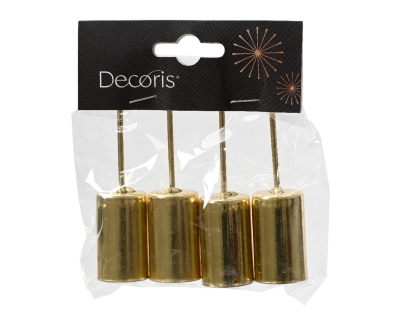 KI-000706 Pack of 4 gold metal candle picks D2.3cm H9.2cm