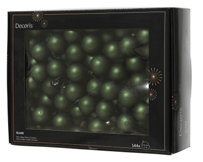 KI-000713 Box of 144 matte green glass balls D25mm