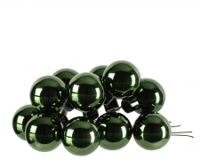 KI-000714 Boite de 144 boules en verre vert brillant D25mm