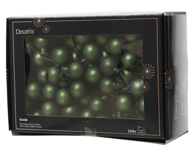KI-000715 Box of 144 matte green glass balls D20mm