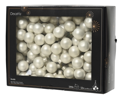 KI-000717 Boite de 144 boules en verre blanc mat D25mm