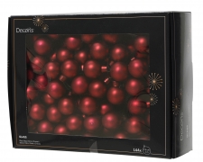KI-000719 Box of 144 matte dark red glass balls D25mm