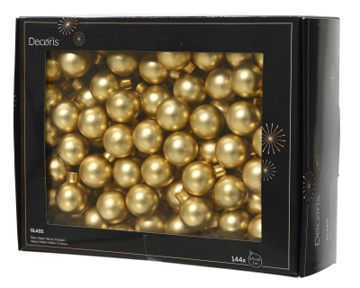 KI-000720 Boite de 144 boules en verre or mat D25mm