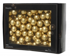 KI-000720 Boite de 144 boules en verre or mat D25mm