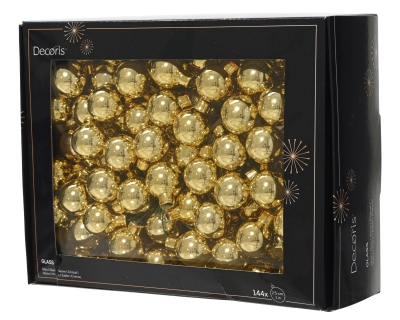 KI-000723 Box of 144 shinny gold glass balls D25mm