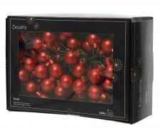 KI-000725 Boite de 144 boules en verre rouge mat D20mm