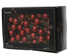 KI-000726 Boite de 144 boules en verre bordeaux mat D20mm
