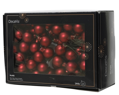 KI-000726 Box of 144 matte dark red glass balls D20mm