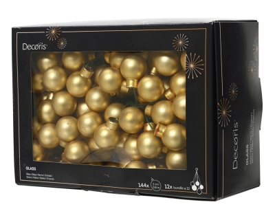 KI-000727 Boite de 144 boules en verre or mat D20mm