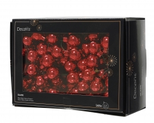 KI-000729 Boite de 144 boules en verre rouge brillant D20mm