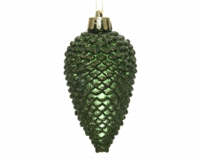 KI-000732 Box of 6 green pine cones H8cm