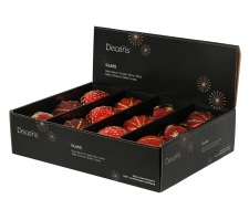 KI-000736 Box of 12 assorted matte red glass balls D8cm